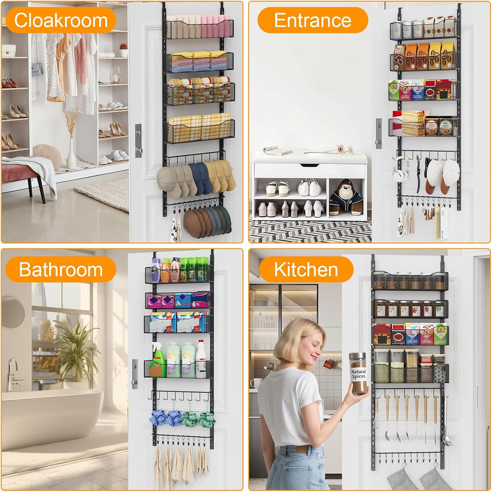 Over the Door Organizer, 2 in 1 Metal Hanging Closet Organizer & Hat Rack...