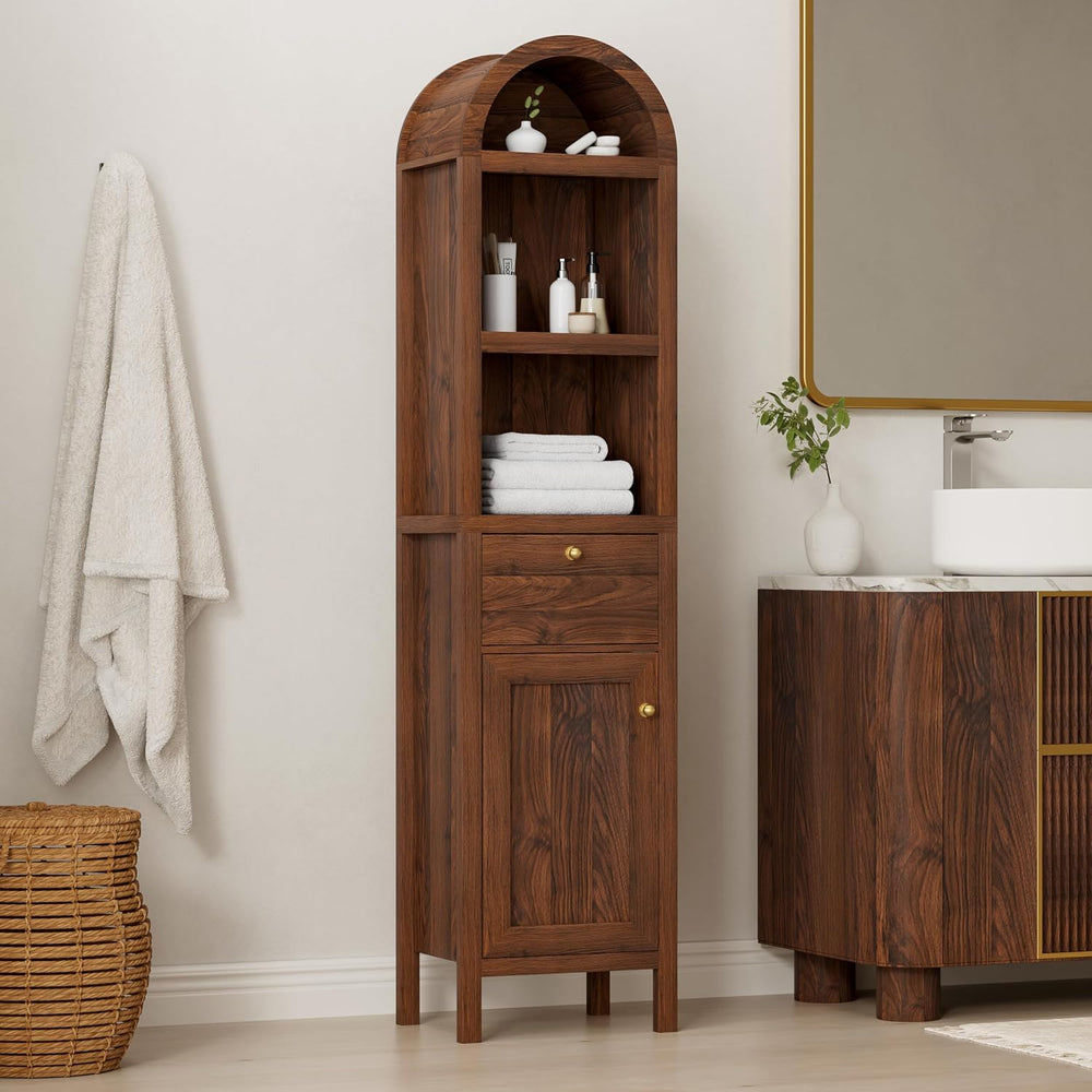 EYYTHUNG Arched Bathroom Narrow Storage Cabinet with Door and Drawer, 67"...
