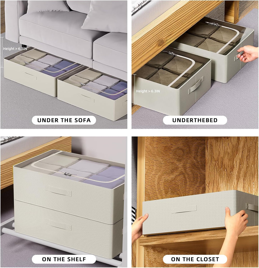 CYhom Under Bed Storage Bins Frame Storage Box Oxford Fabric Sturdy Underbed ...