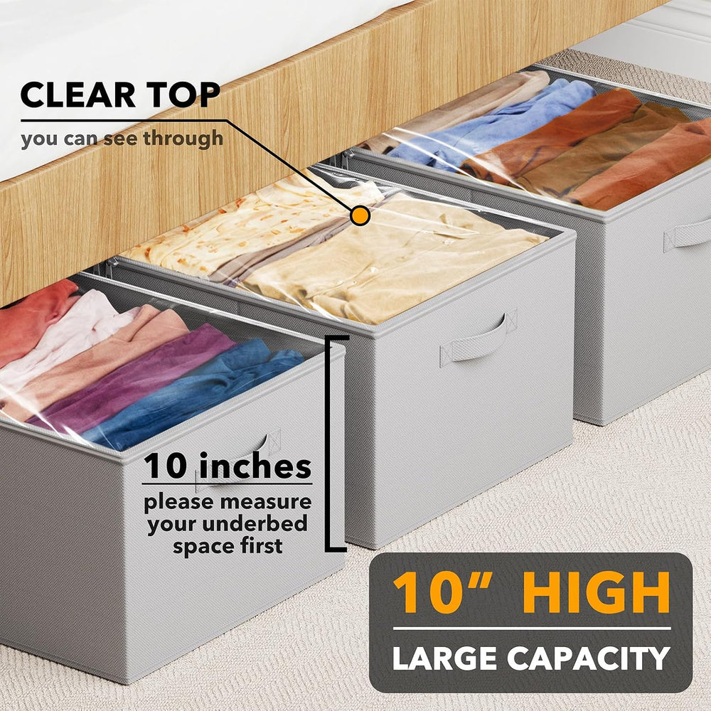 SpaceAid 3 Pack 10" High Under Bed Storage Containers, Large Underbed St...