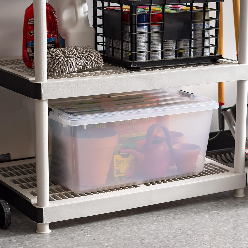 IRIS USA 68 Qt Stackable Storage Bins with Lids, Clear