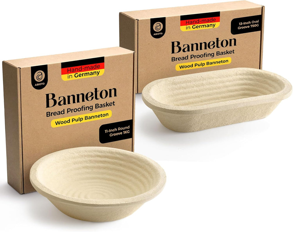 Wood Pulp Banneton Bread Proofing Basket Set – Round 2.2 LB & Oval 1.5 LB...
