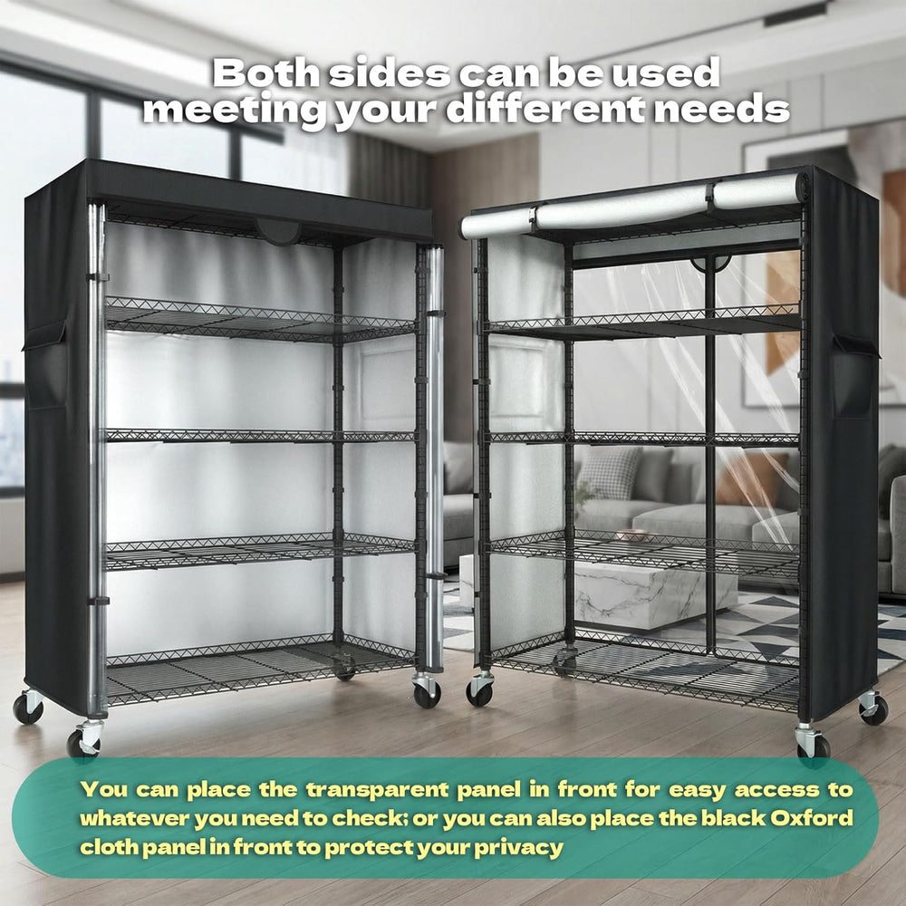 Wire Shelving Unit with 600D Oxford Cover & Wheels, 36"x18"x72&...