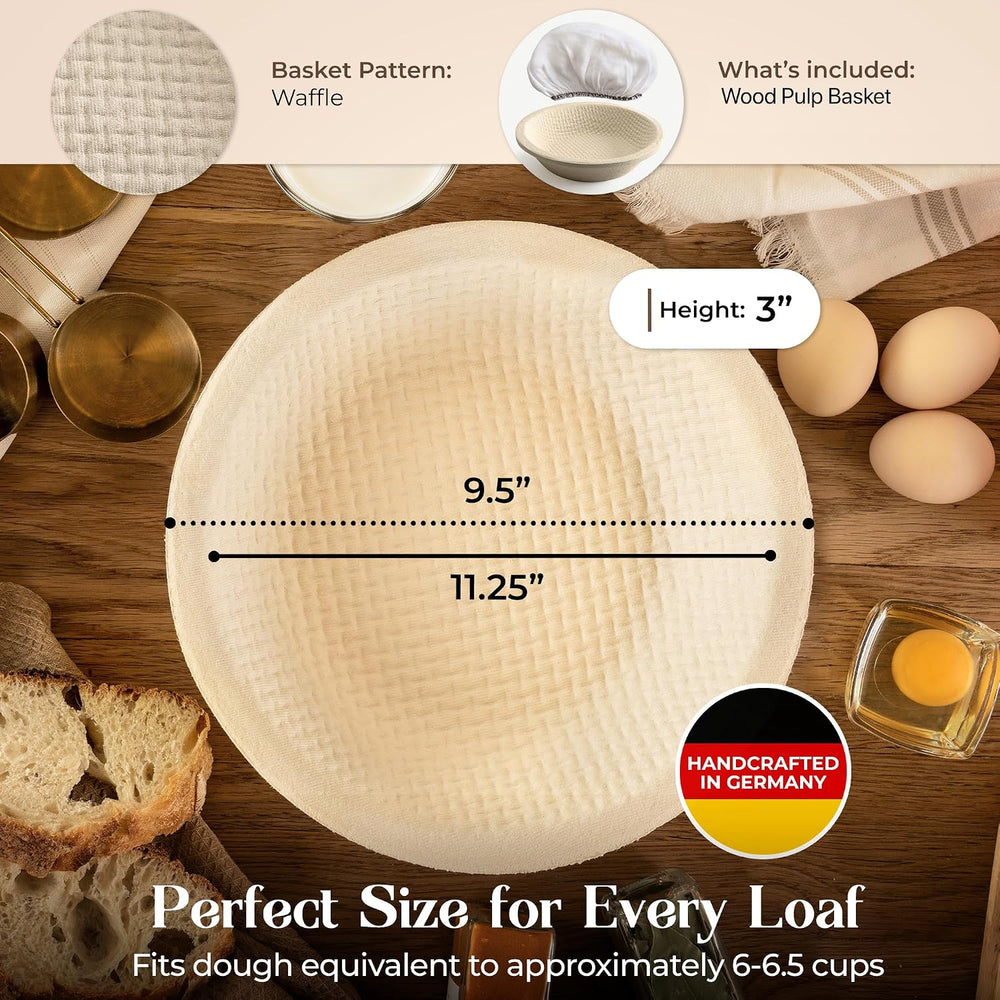 Wood Pulp Banneton Bread Proofing Basket – 12" Round 3.3LB Brotform with...