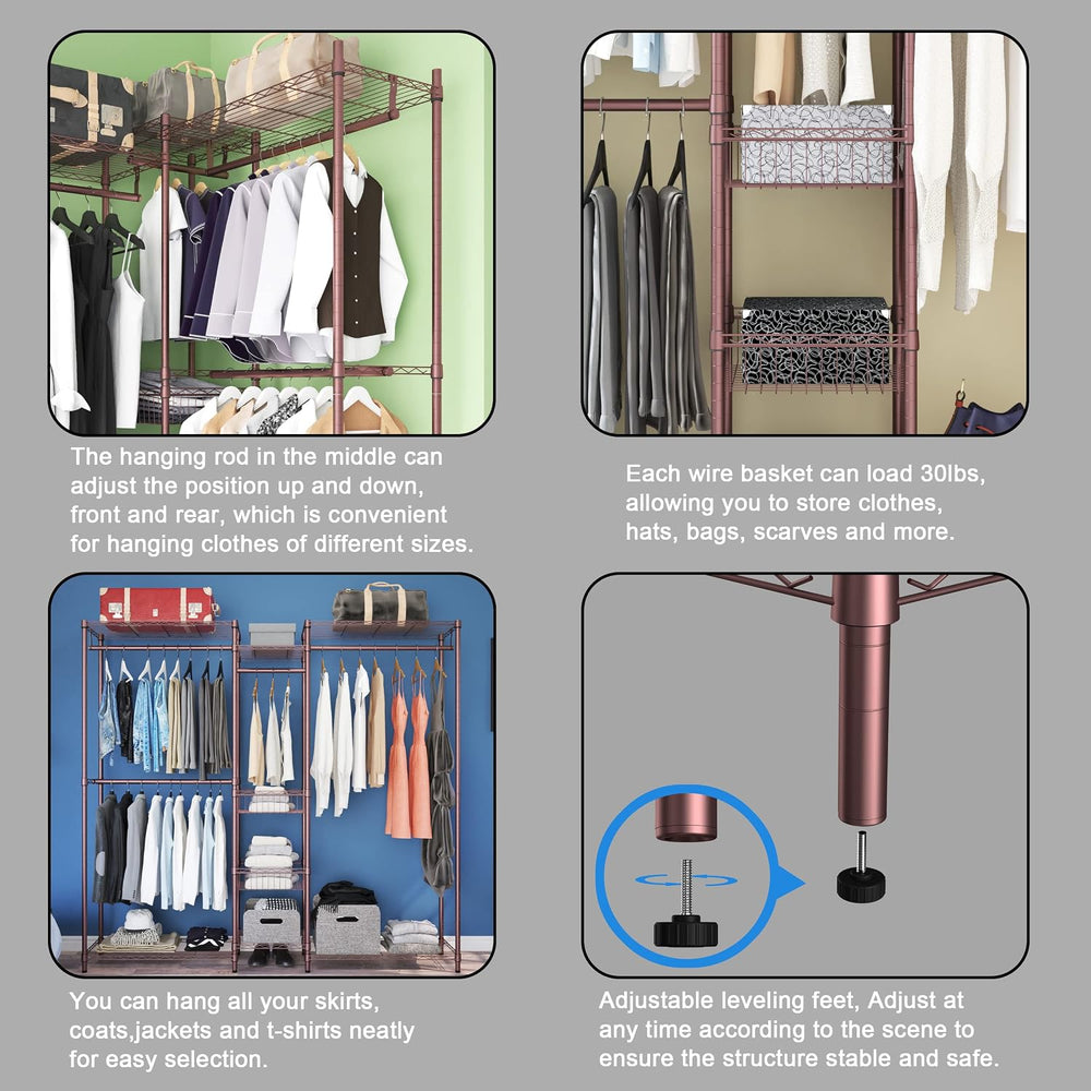 XIOFIO 6 Tiers Heavy Duty Garment Rack,Clothing Storage Organizer, Metal Clot...