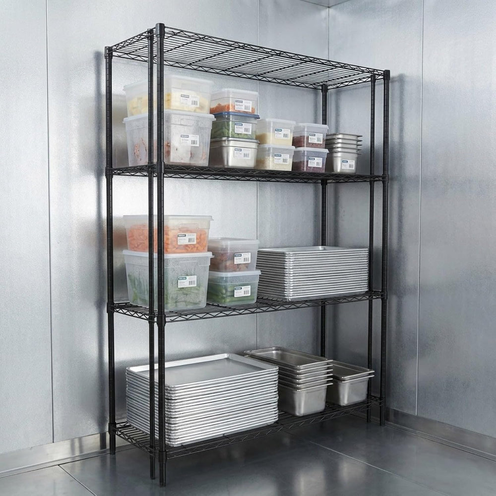 Quantum Storage Systems WR86-2472BK 4-Shelf Wire Shelving Unit, NSF-Certified...
