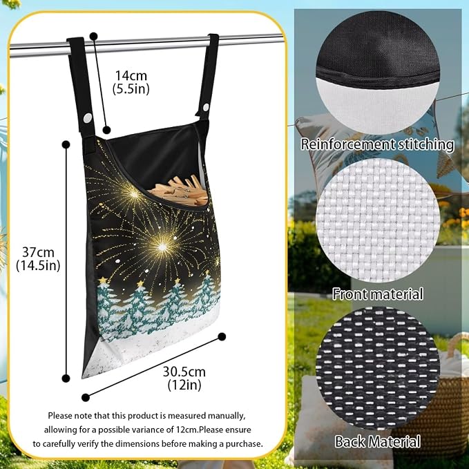 Christmas Tree Adjustable Door-Hanging Laundry Clothespin Bag Clothespin - Image 7