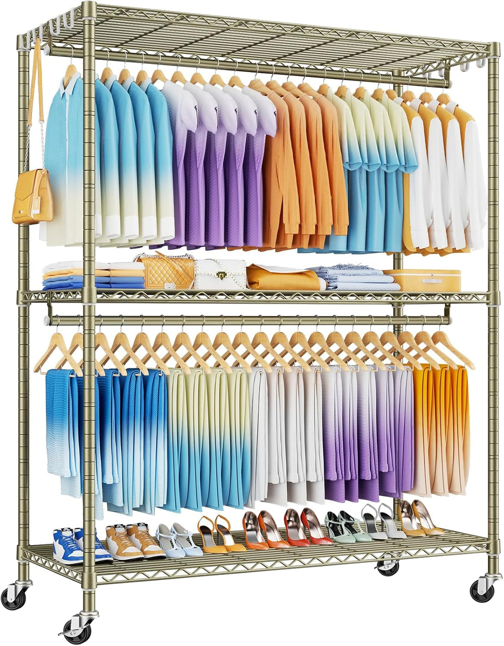 ULIFHOME P8 Max Heavy Duty Clothes Rack(With Extended Width Design) Rolling C...