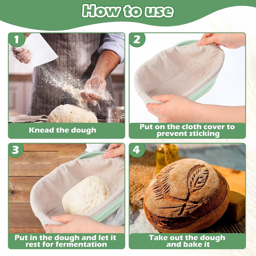Nuogo 9 Pack Collapsible Silicone Oval Bread Proofing Baskets, Multicolor