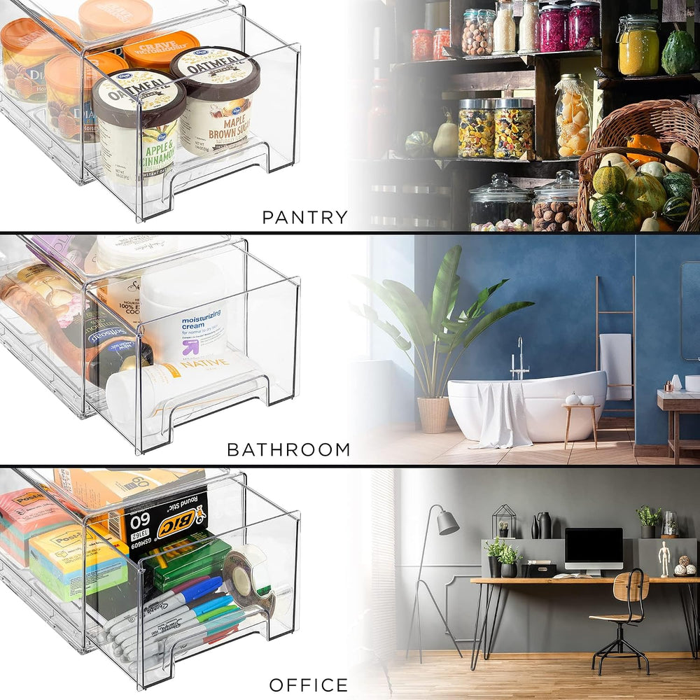 Sorbus Clear Storage Drawers for Refrigerator (Wide + Narrow Deep, 4 Pack)