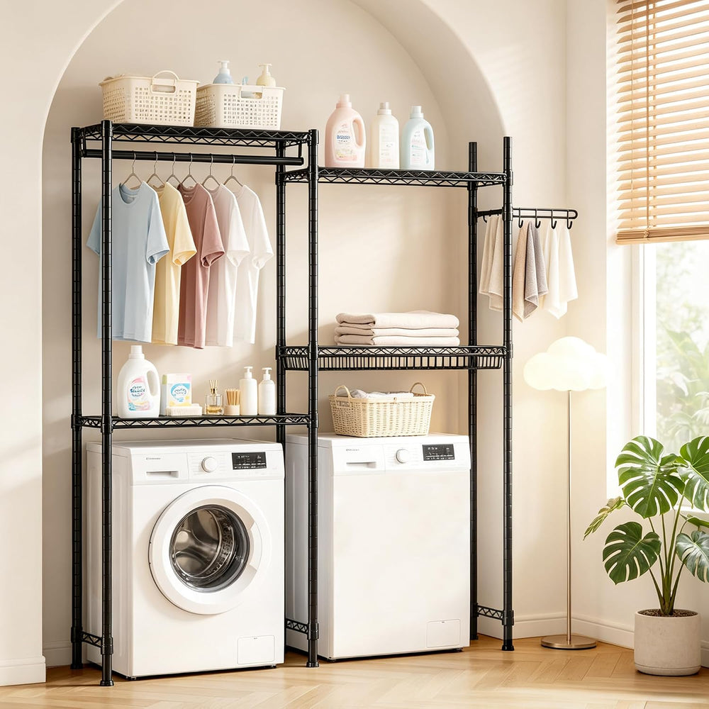 Over Washer and Dryer Laundry Shelves, 4-Tier Heavy Duty Clothes Drying Rack ...