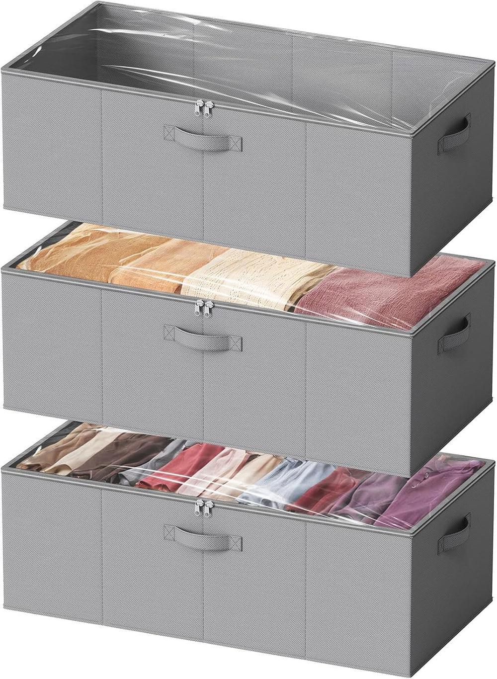 SpaceAid 3 Pack 10" High Under Bed Storage Containers, Large Underbed St...