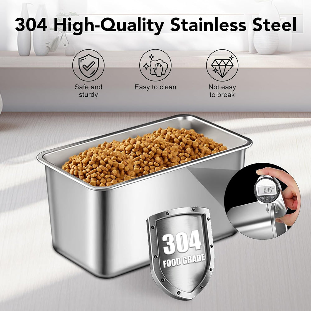 Newget 11 lb Stainless Steel Dog Food Storage Container with Scoop, White