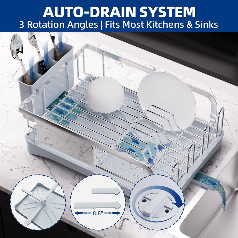 Godboat Dish Drying Rack -304 Stainless Steel Dish Rack for Kitchen Counter