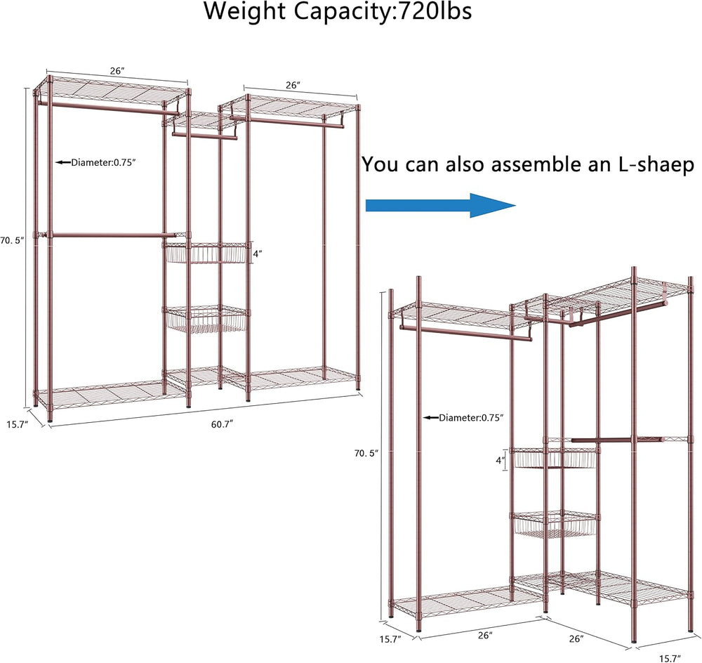 XIOFIO 6 Tiers Heavy Duty Garment Rack,Clothing Storage Organizer, Metal Clot...