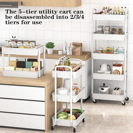 Sywhitta 5-Tier Plastic Rolling Utility Cart - Image 2
