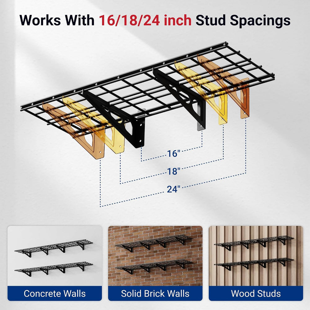 FLEXIMOUNTS 12-inch-by-72-inch Wall Shelf Garage Storage Rack Wall Mounted Fl...
