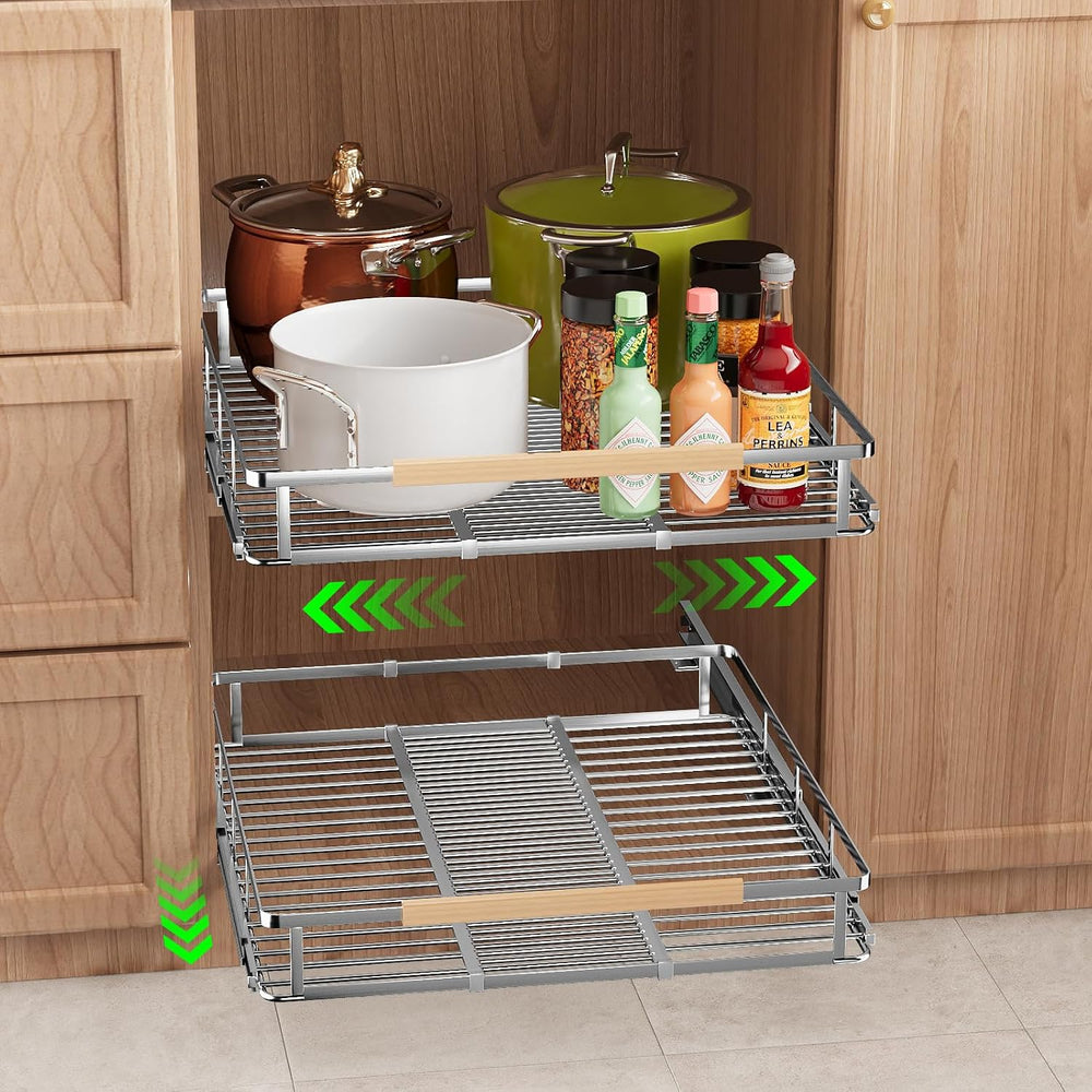 Expandable Pull-Out Cabinet Drawers, Slide-Out Shelves, Medium 1 PK