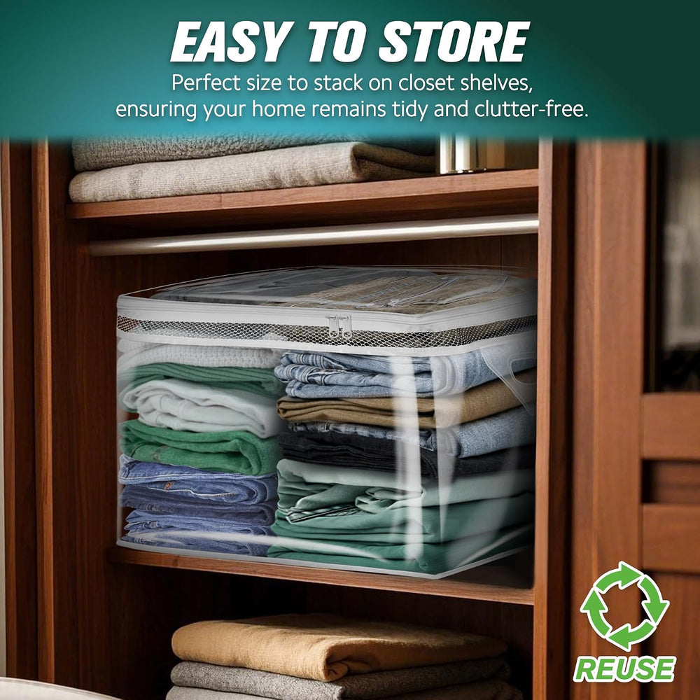 HIBAG 10 Gallon Large Storage Bag for Clothes, Zipper Clothing Storage Bag, C...