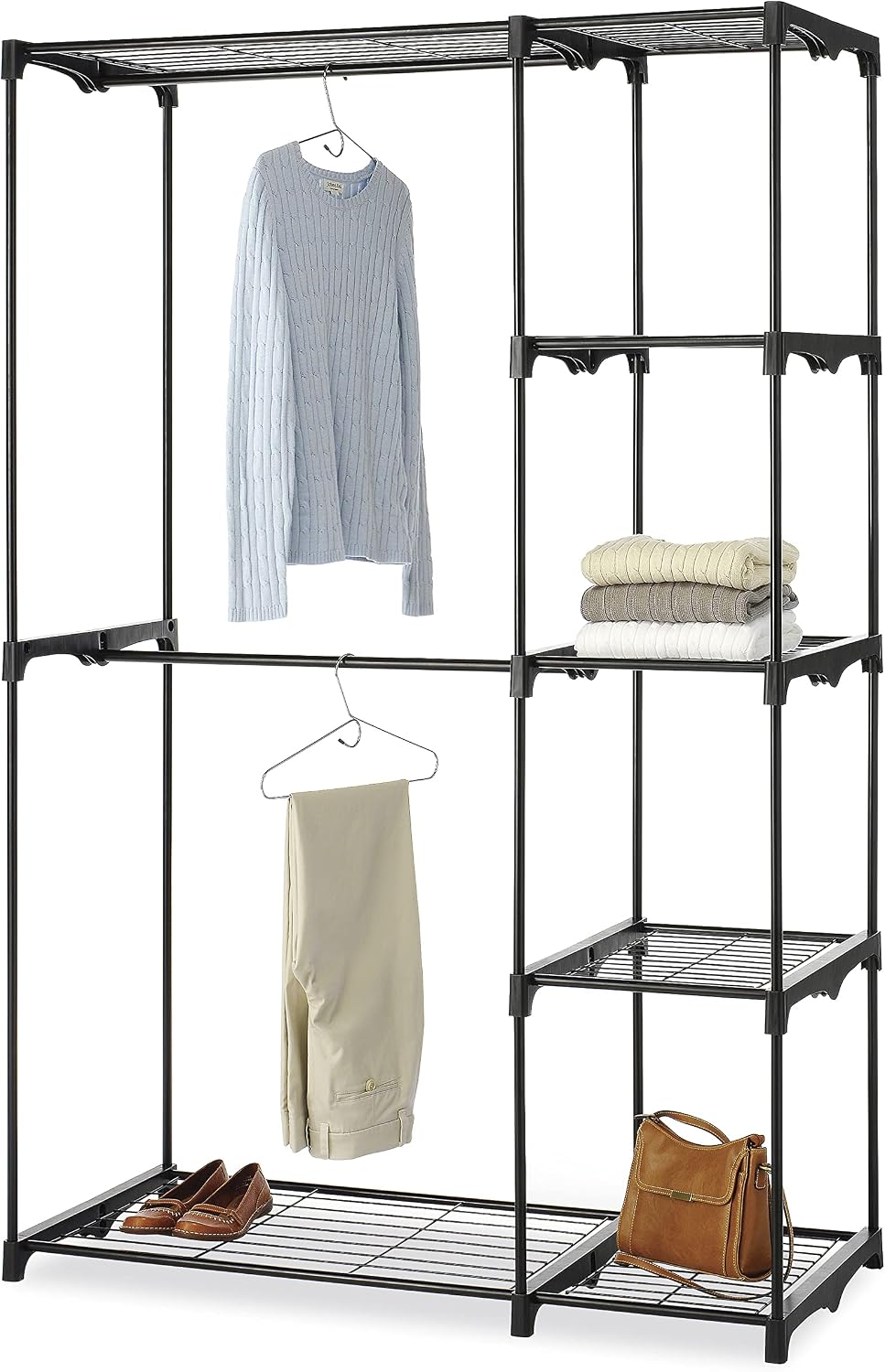 Whitmor Deluxe Double Rod Freestanding Closet Heavy Duty Storage Organizer