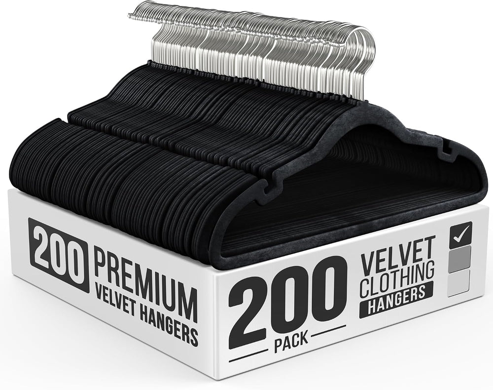 Our Modern Space 200 Pack Velvet Hanger for Shirt Pants Dresses Skirts Suits ...