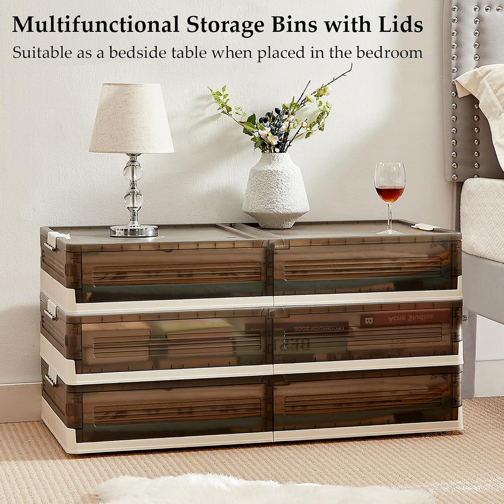 VECELO Under Bed Storage with Wheels, 2 Pack Stackable Under Bed Storage Cont...