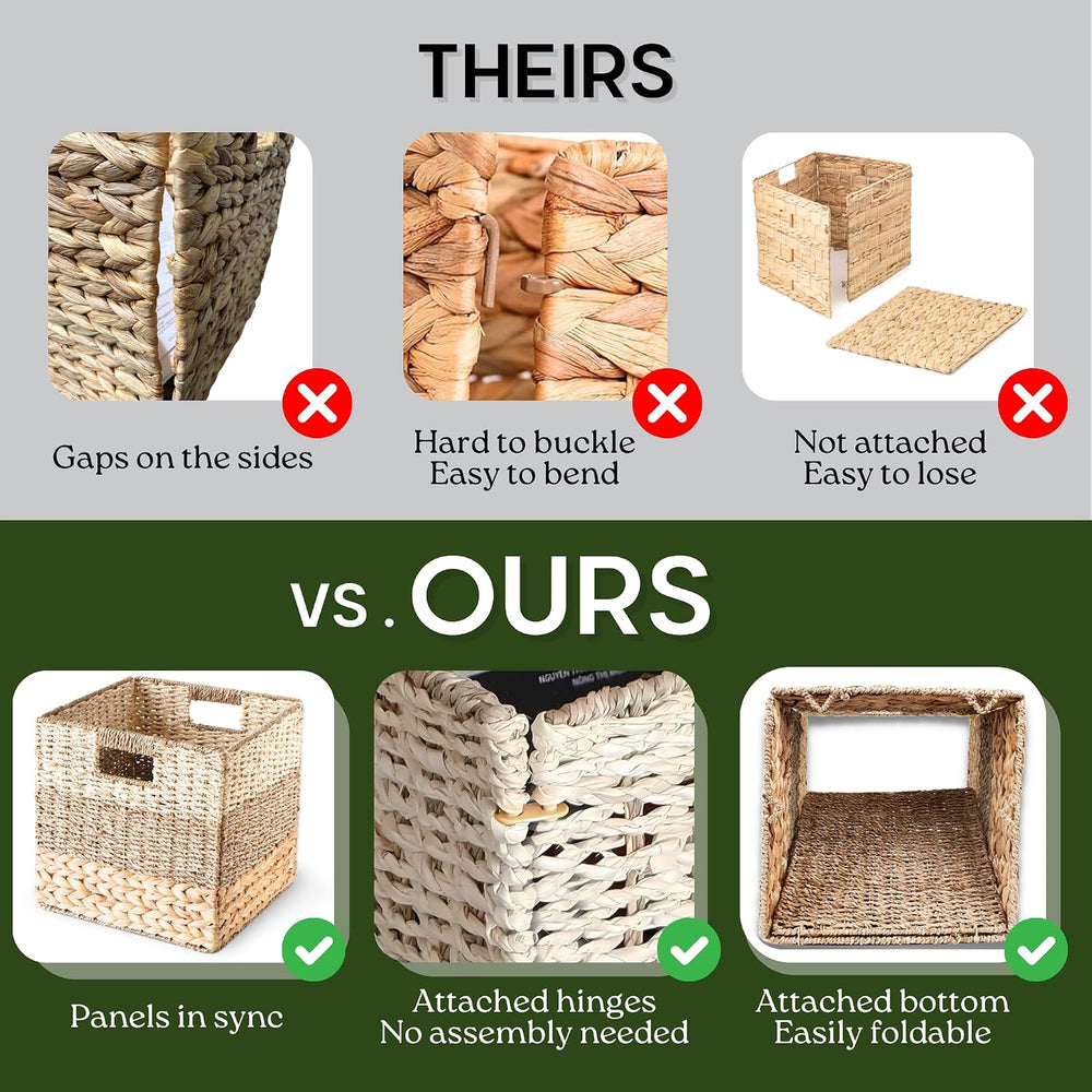 CHI AN HOME 12x12 Baskets for Cube Storage, Wicker Cube Storage Bins Set 4