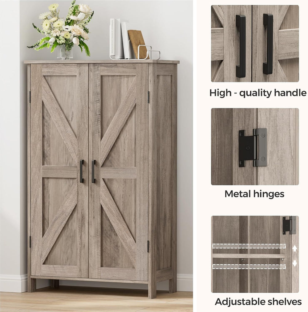 Homleke 43.3" H Farmhouse Bathroom Storage Cabinet with Adjustable Shelves