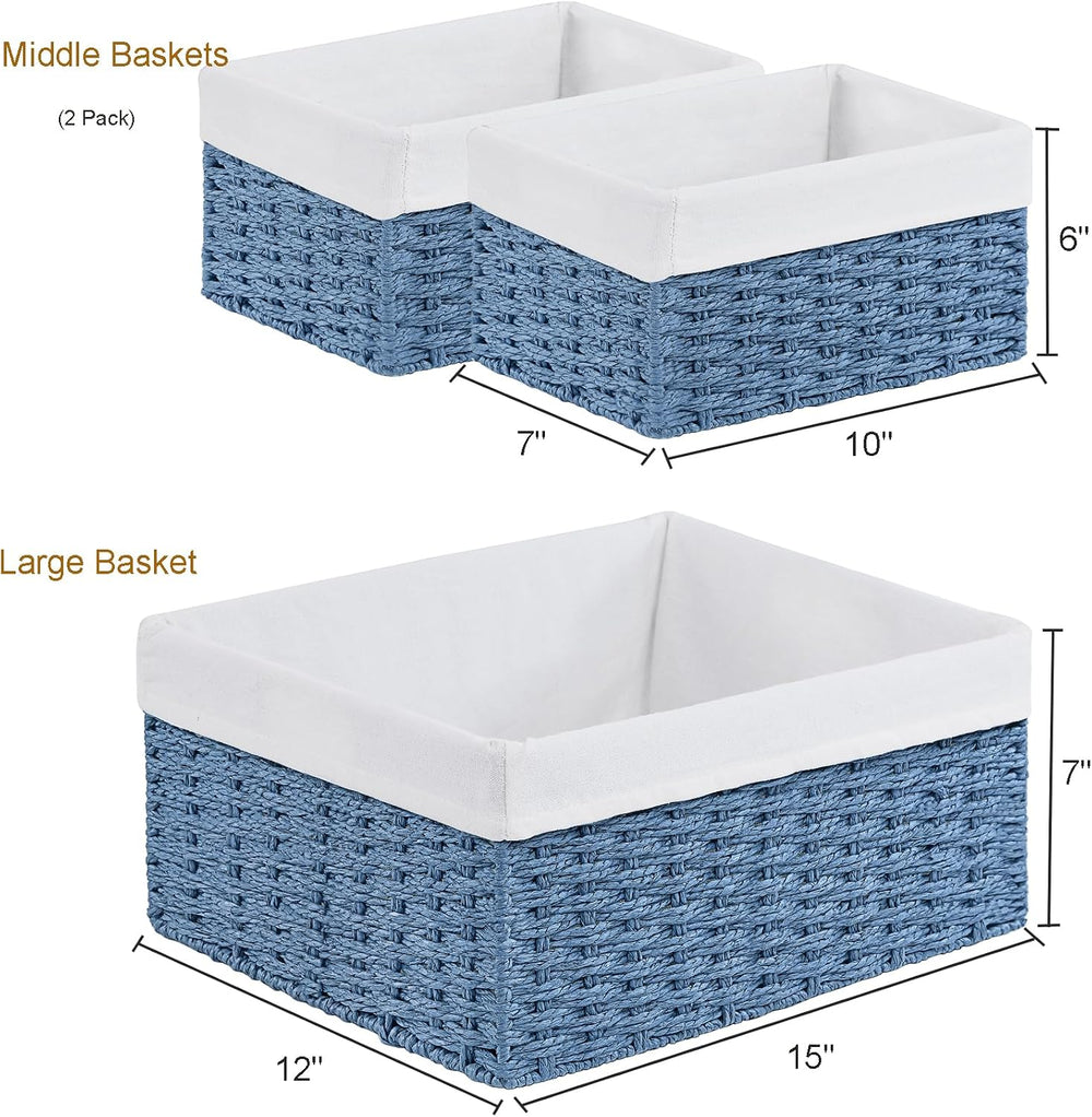 Vagusicc Wicker Basket, Set of 3 Hand-woven Storage Baskets for Organizing, R...