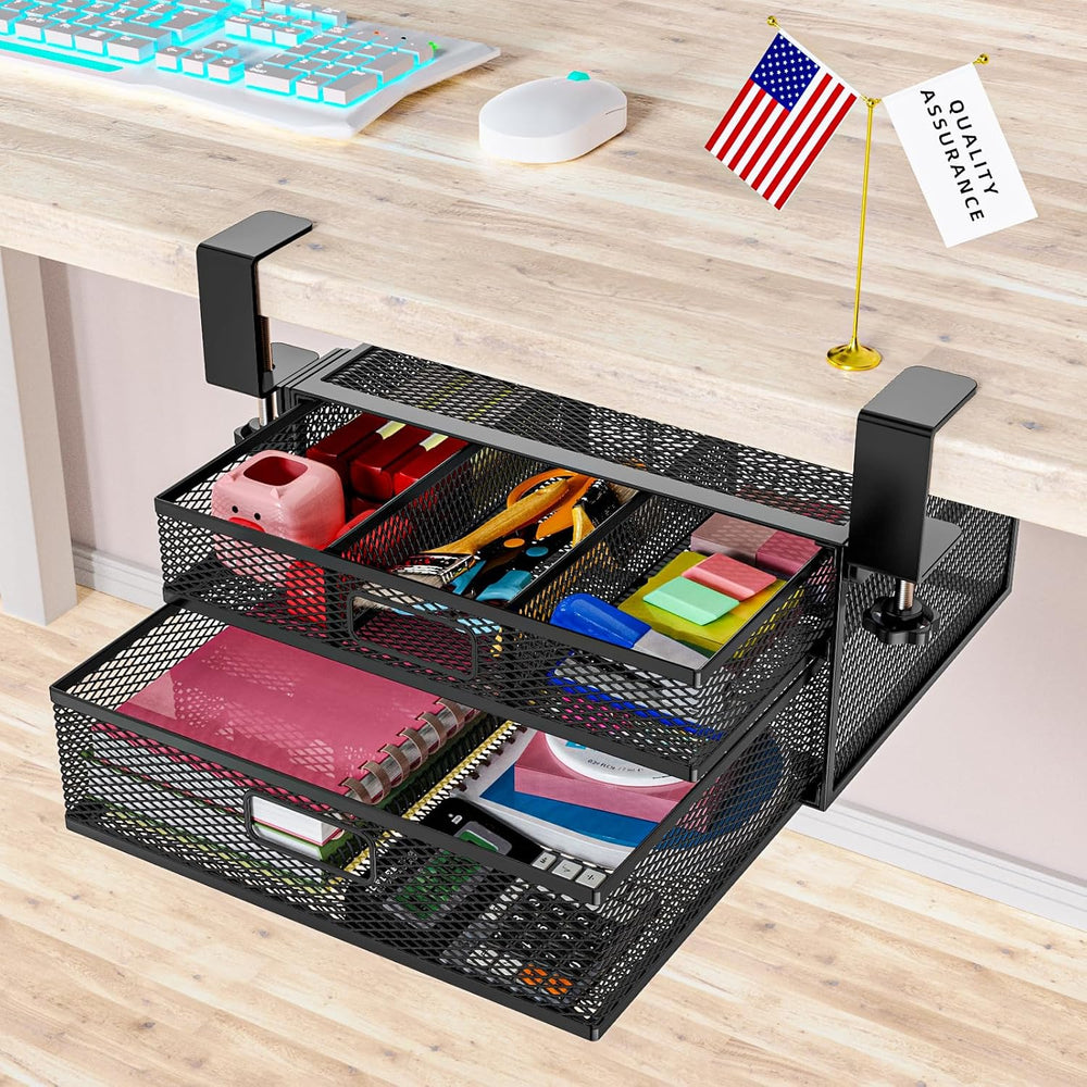Under Desk Drawer Organizer No Drilling 2 Slide Out Drawer Under Desk Storage...