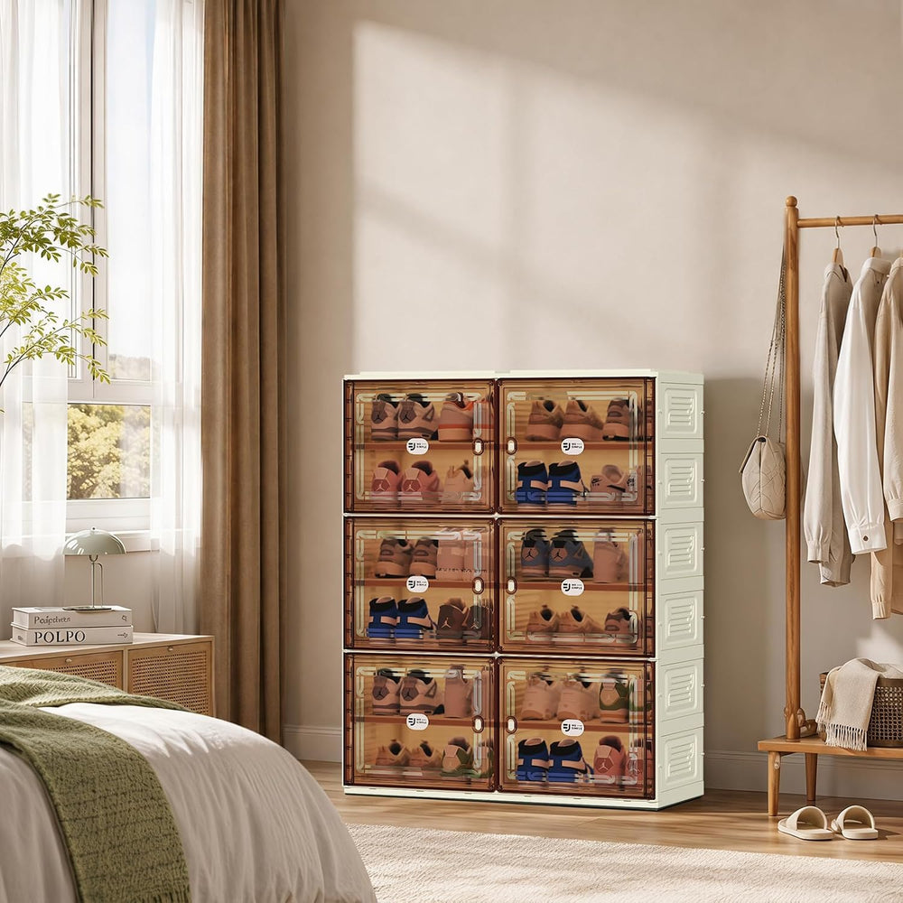 White Shoe Rack Organizer for 24 Pairs of Folding Design