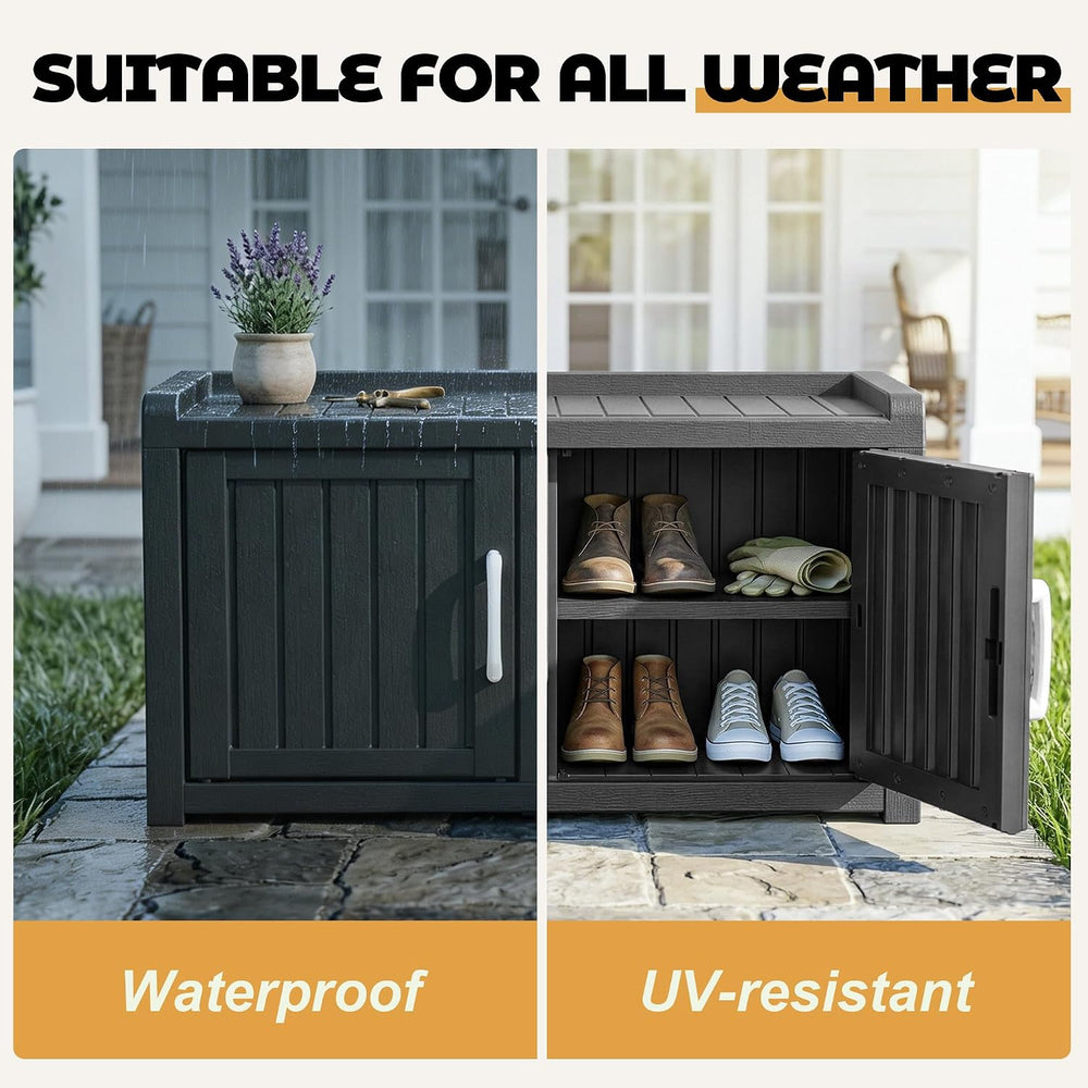 ROJIK Shoe Cabinet Waterproof UV-Resistant,Storage Bench Indoor Outdoor with ...
