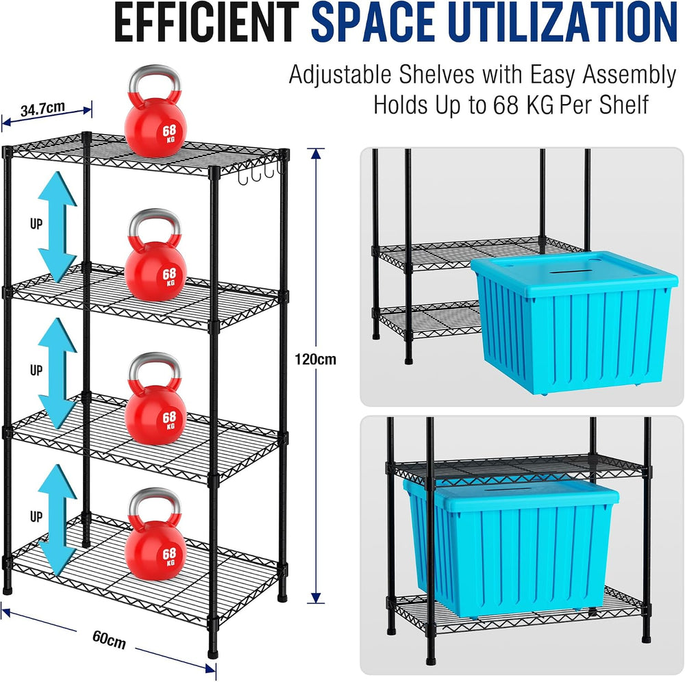WORKPRO Storage Shelves, 4 Tier Metal Shelving Unit, Garage Wire Rack, Standi...
