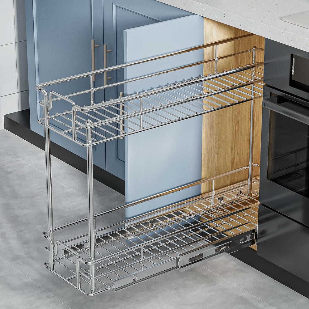 ROOMTEC Pull Out Spice Rack for Narrow Cabinet (5½" W X 21" D),2 Ti...