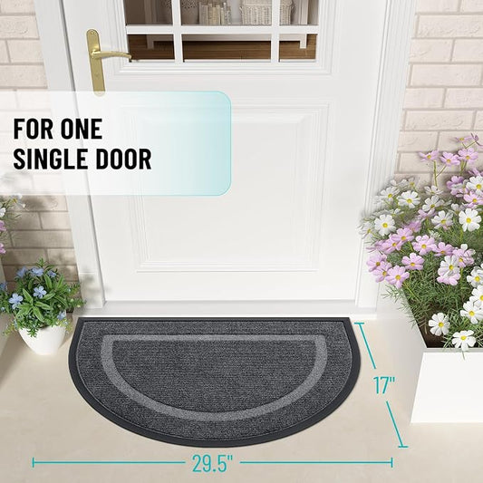 OLANLY Half Circle Door Mat Indoor Outdoor Entrance Welcome, Waterproof - Image 2