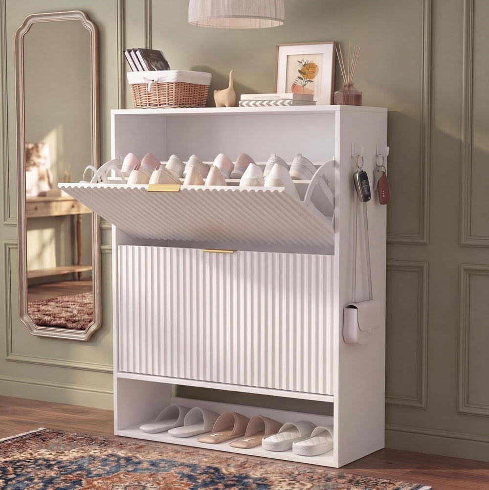 Takywep Shoe Cabinet for Entryway, Narrow Freestanding Shoe Cabinet Storage w...