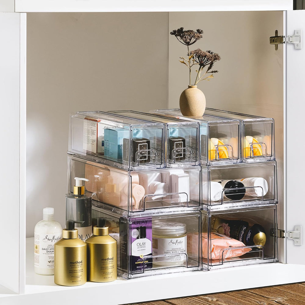 Sorbus Clear Stackable Storage Drawers for Refrigerator (Medium, 4 Pack)