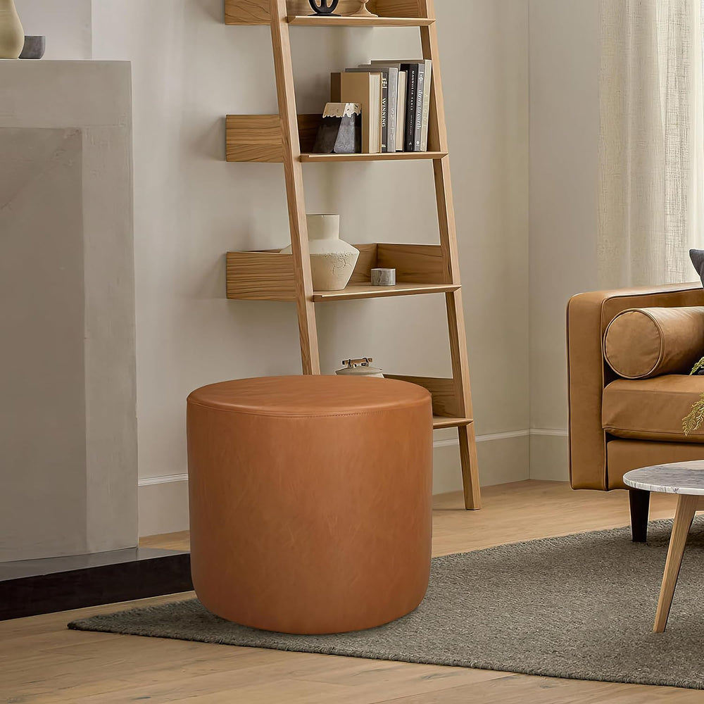 Lifestyle Solutions 19” Wentworth Ottoman Round Faux Leather Bench, Stationar...