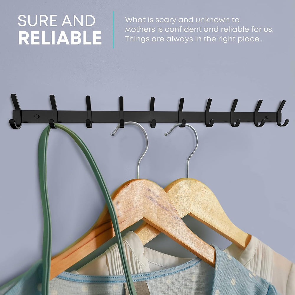 Coat Rack Wall Mount – 30 Inch Stainless Steel Hook Rail with 10 Double Coat ...