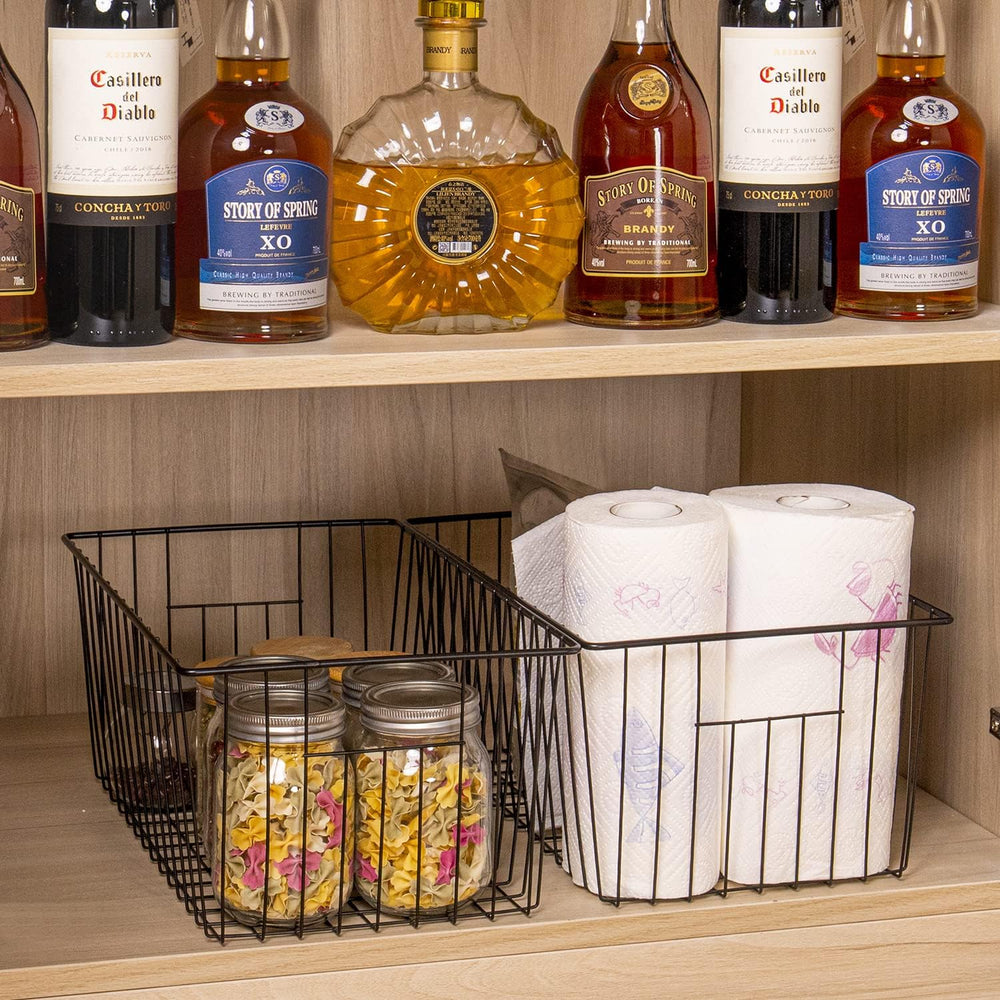 16inch Freezer Wire Storage Organizer Baskets, Refrigerator Metal Bins with H...