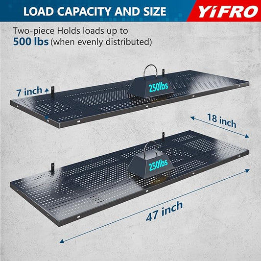 2-Pack 1.5x4ft Heavy Duty Garage Wall Shelving, 500 lbs Load Capacity, Garage - Image 2