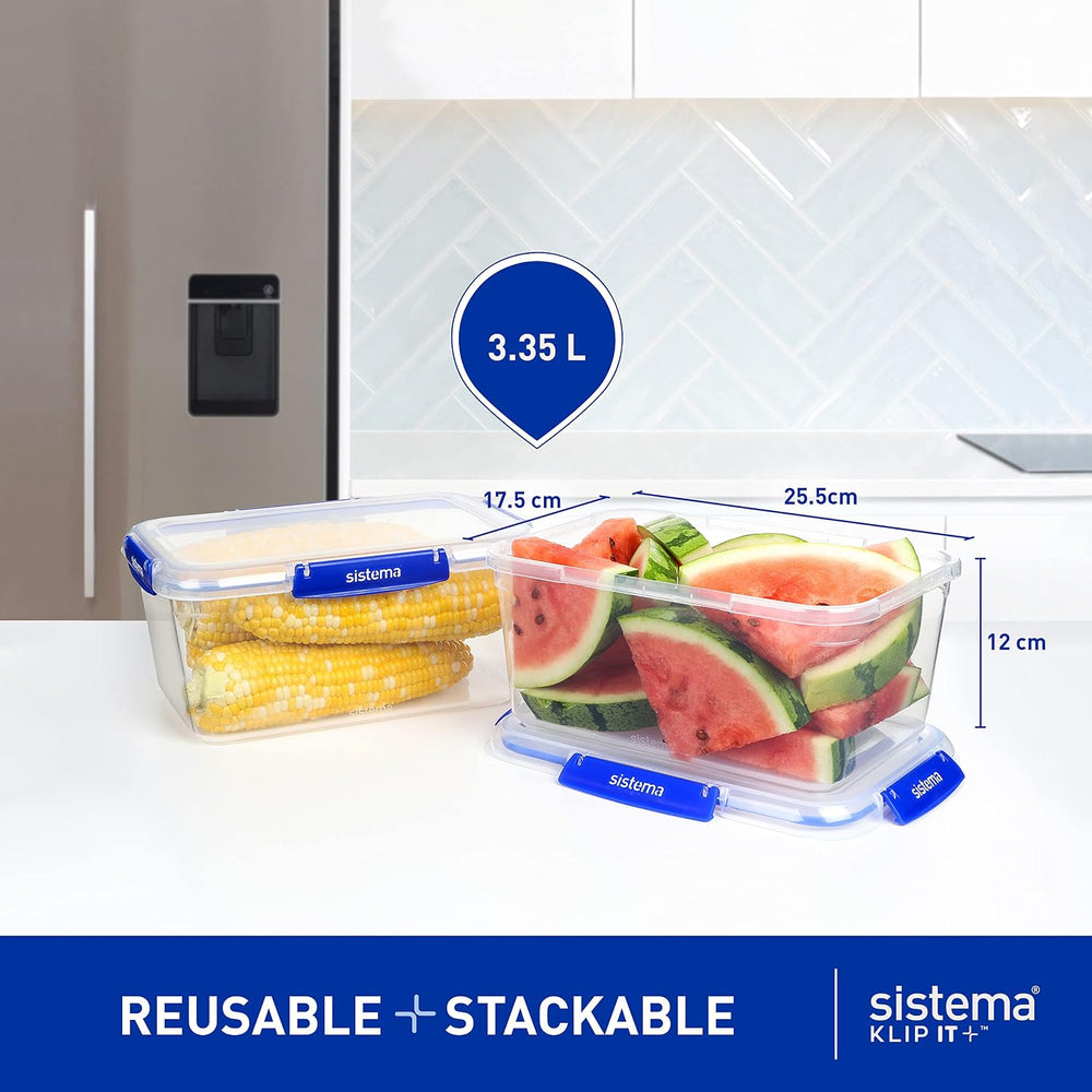 Sistema KLIP IT+ 3.35L Rectangle Food Storage Containers (3-Pack), Stackable ...