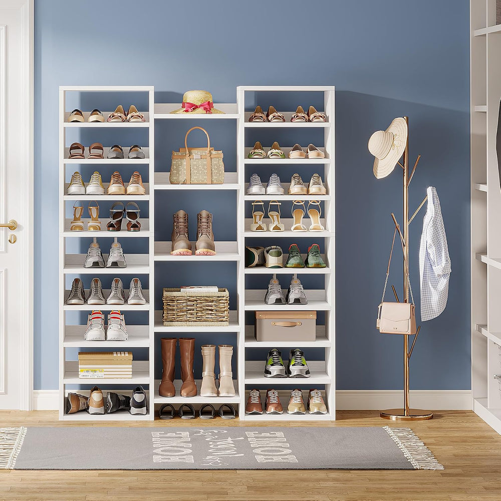 Tribesigns 14-Tier Shoe Cabinet, 59" Tall White Storage Organizer