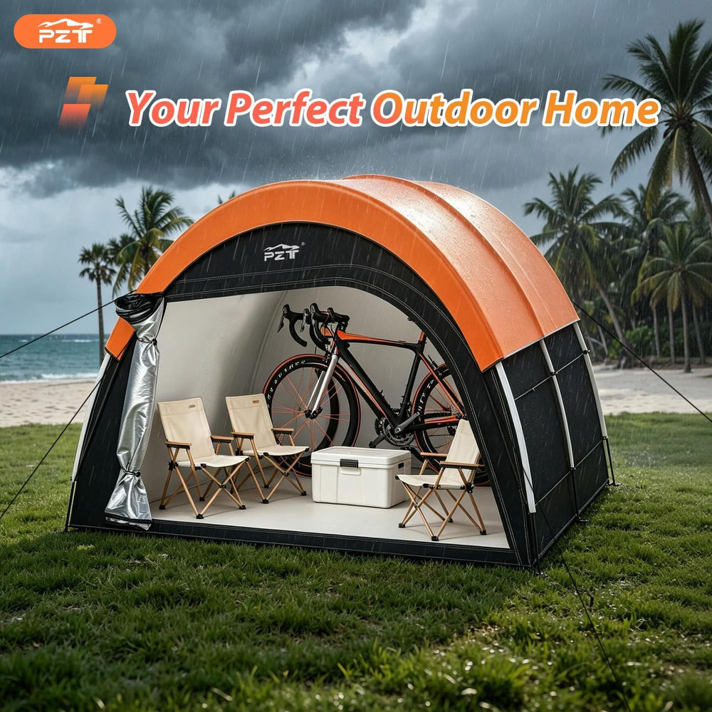 Upgraded Bike Tent with Rain Cover, Outdoor Storage Shed for 6-10 Bikes