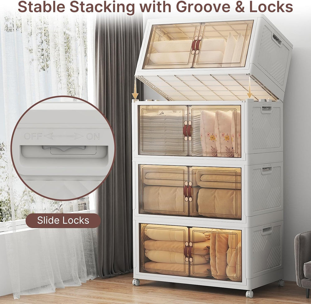 UAMFURI Stackable Storage Bins with Lids, 720QT Lockable Storage Cabinet