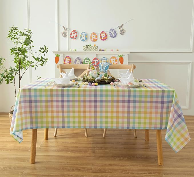 Waterproof Plaid Easter Tablecloth Fabric - Image 9