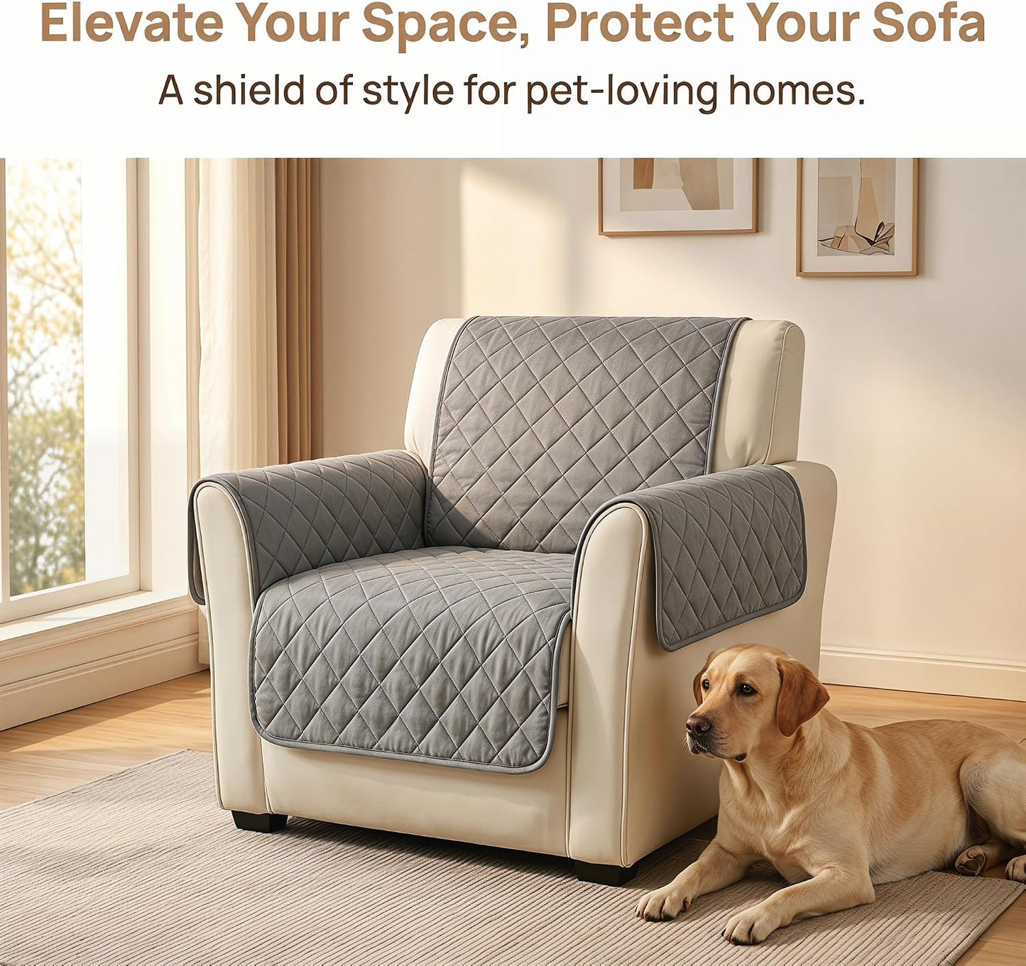 Couch Covers for Sofa, Recliner Covers Washable, Non-Slip, Outdoor Sofa Cushion Cover, Furniture Protector for Dogs and Cats, Pet Hair Blocker for Chair, Seat and Recliner, Gray