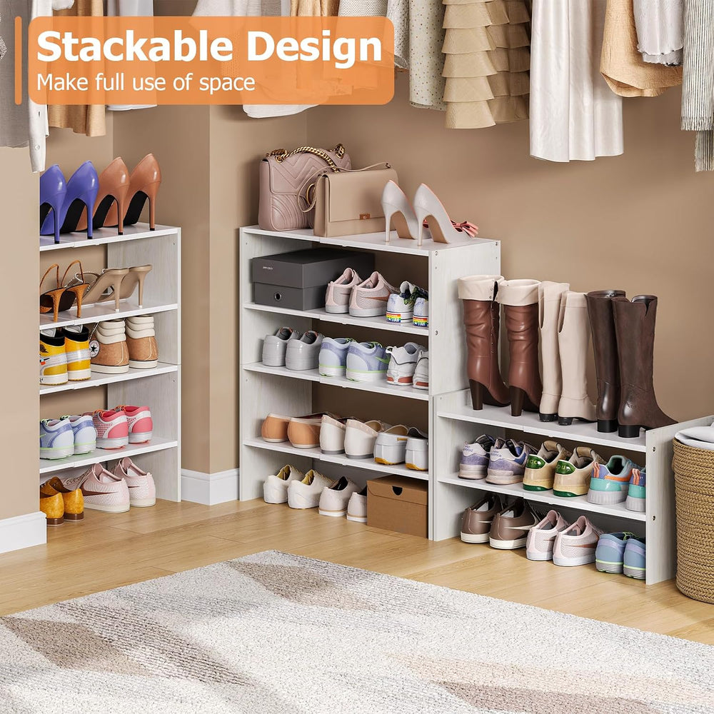X-cosrack 2 Pack 2-Tier Shoe Rack Organizer for Closet, Expandable and Adjust...