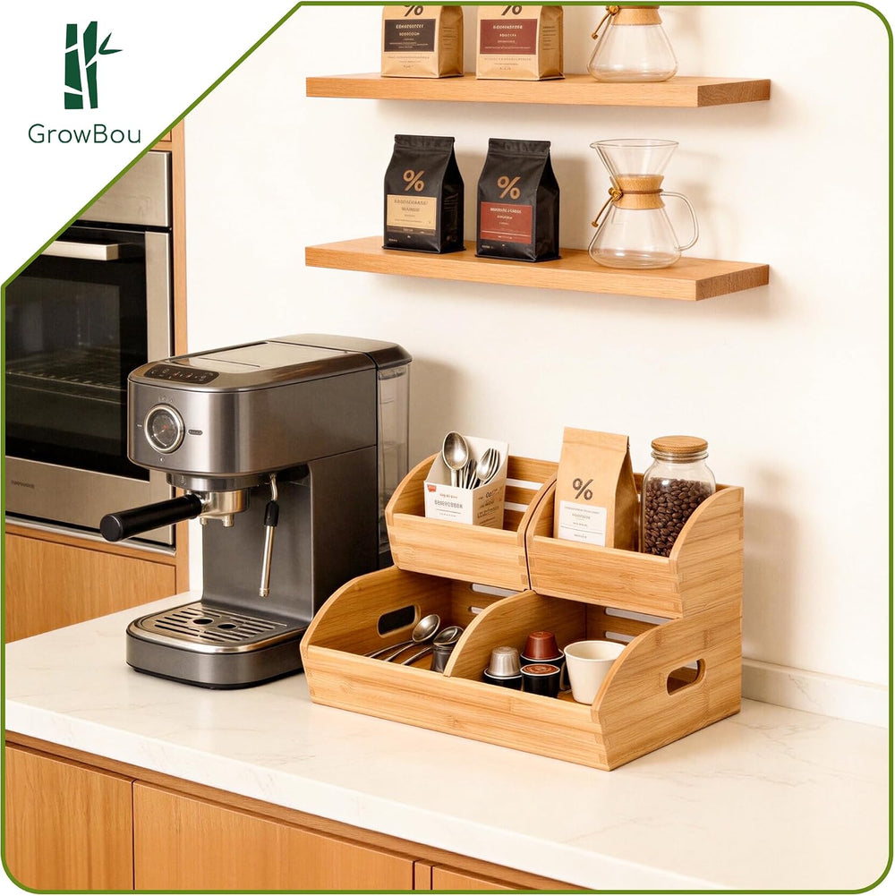 Stackable Bamboo Produce Storage Bin with Ventilation & Handles
