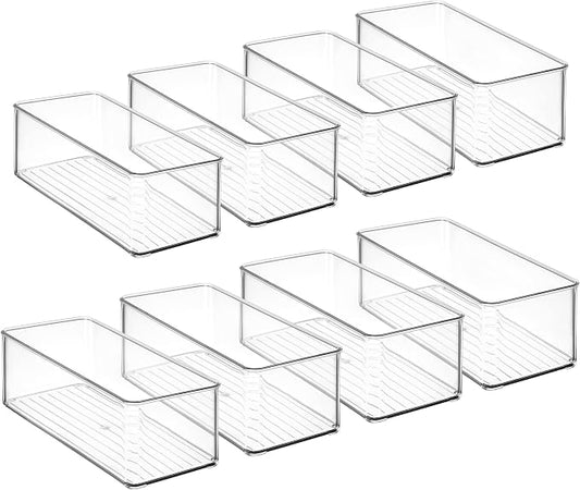 Hudgan 8 Pack Clear Plastic Drawer Organizers Set, Stackable Deep Drawer - Image 2